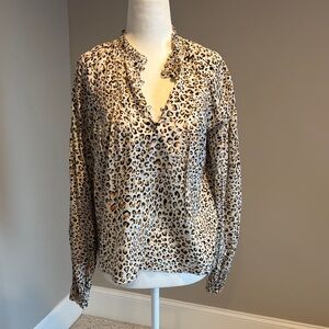 Veronica Beard Silk leopard Print Blouse
